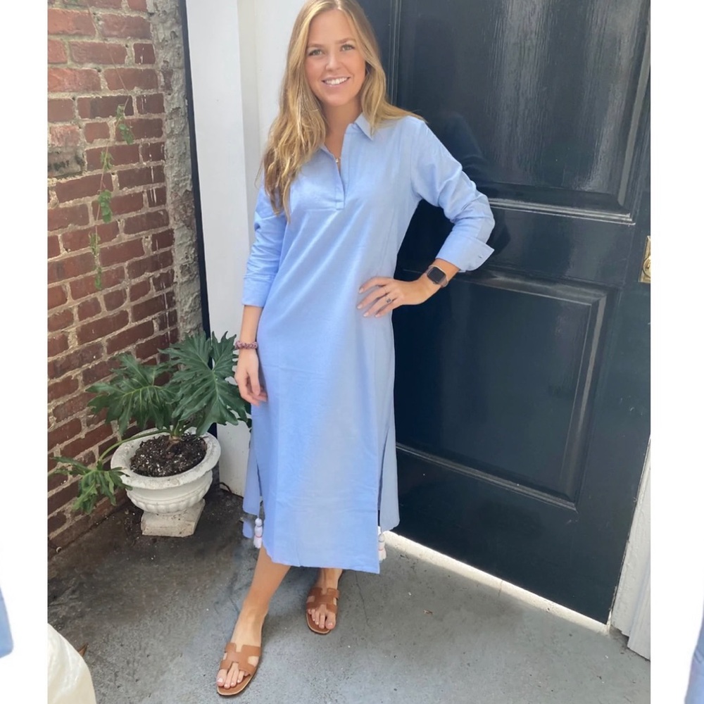 Madison Mathews Shirt Dress Blue